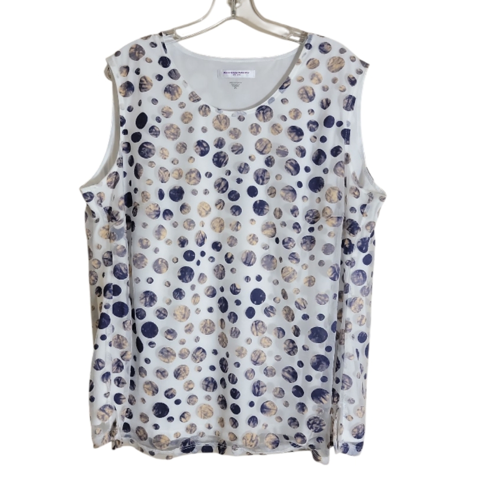 Allison Daley women's plus size 2X polka Dmdot sleeveless scoop neck top cami